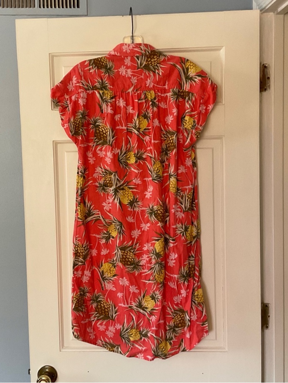 Old Navy Linen Blend Pineapple Shift Shirt Dress Tropical Vacation Cruise Size S - Picture 5 of 7